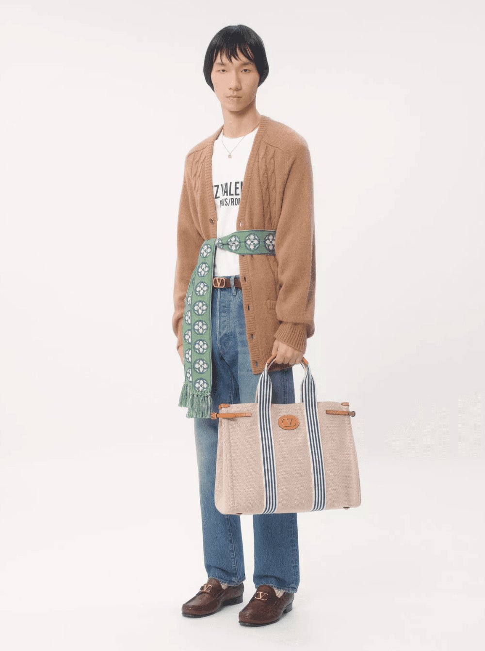 Valentino Men 'Chez' White Crewneck T-Shirt With Maxi Logo Print On The Front In Cotton Man VALENTINO
