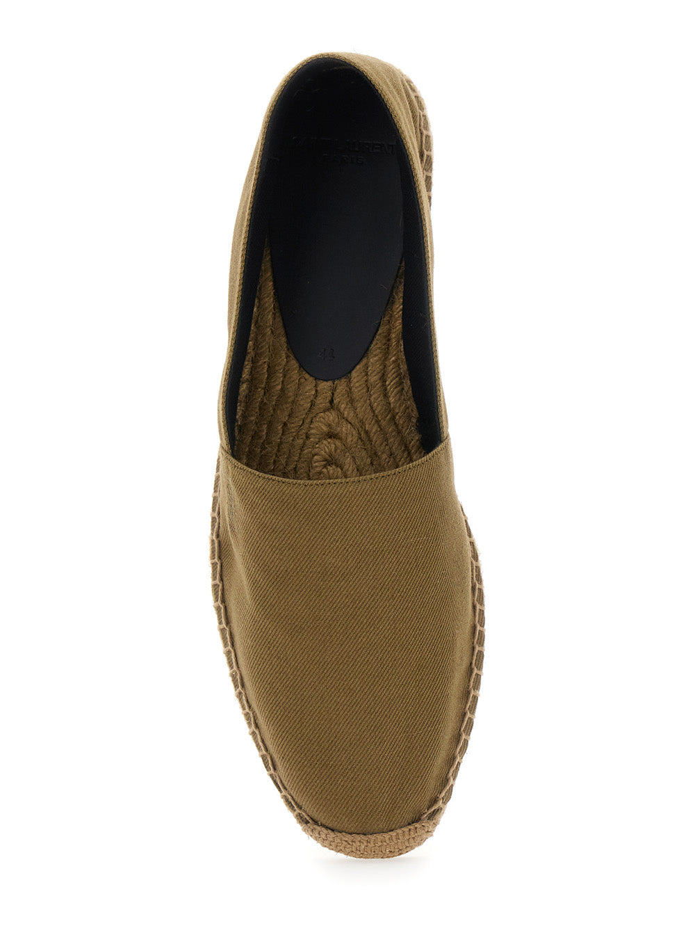 Saint Laurent Men Brown Espadrilles With Tonal Cassandre Embroidery On The Side And Almond Toe In Cotton Man SAINT LAURENT
