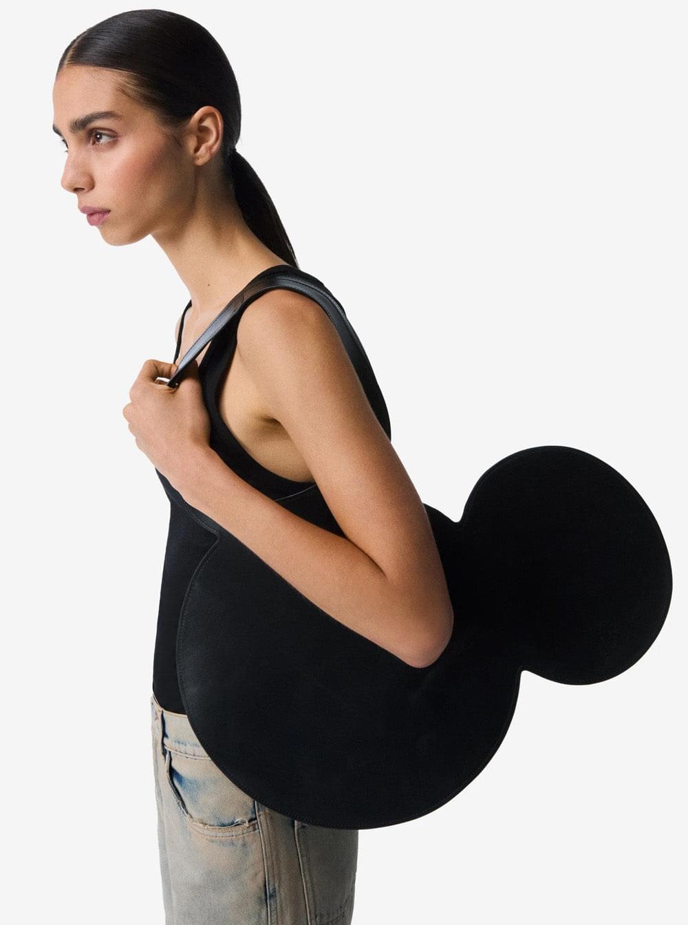 Coperni Women 'Mickey' Black Handbag With Cut-Out Handle And Logo Lettering On The Front In Leather Woman COPERNI
