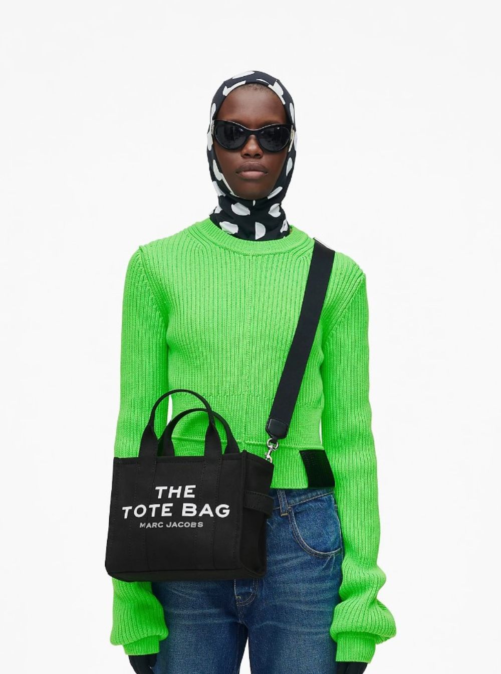 Marc Jacobs Women 'The Small Tote' Black Handbag With Logo Lettering On The Front In Cotton Woman MARC JACOBS