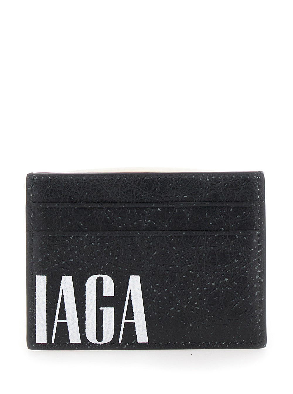 Balenciaga Men 'Editor' Black Card Holder With Four Card Slots And Maxi Logo Lettering Print In Leather Man BALENCIAGA