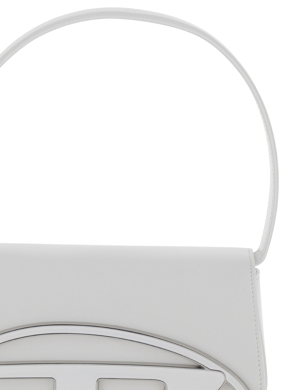 Diesel Women '1Dr' White Shoulder Bag With Oval D Patch In Leather Woman DIESEL