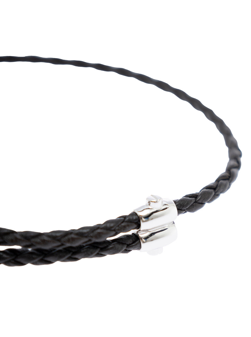 Bottega Veneta Men Metallic Bracelet With Intrecciato Design And Sliding Closure In Leather And Silver Man BOTTEGA VENETA