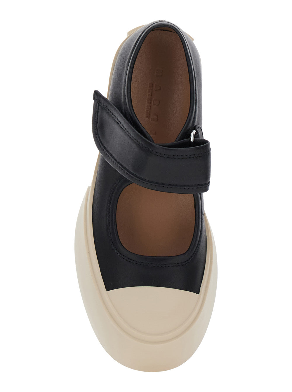 Marni Women 'Mary Jane' Black Sneaker With Hook And Loop Closure And Logo On The Back In Leather Woman MARNI