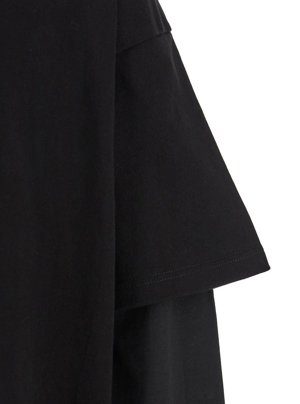 Jil Sander Men Black Crewneck T-Shirt With Logo Lettering On The Rear And Layered Design In Cotton Man JIL SANDER
