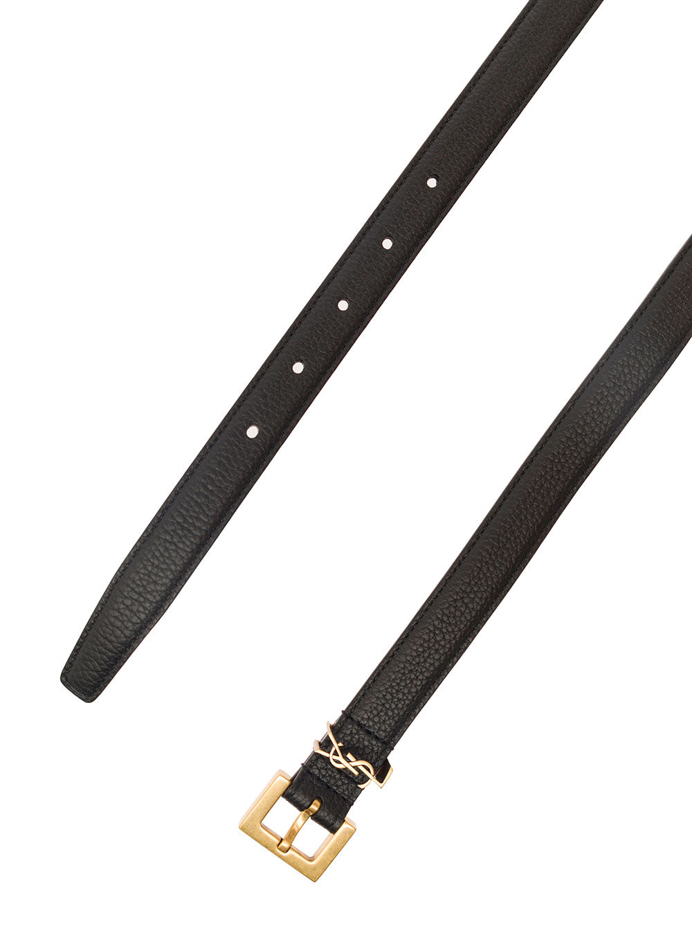Saint Laurent Men Black Belt With Cassandre In Leather Man SAINT LAURENT