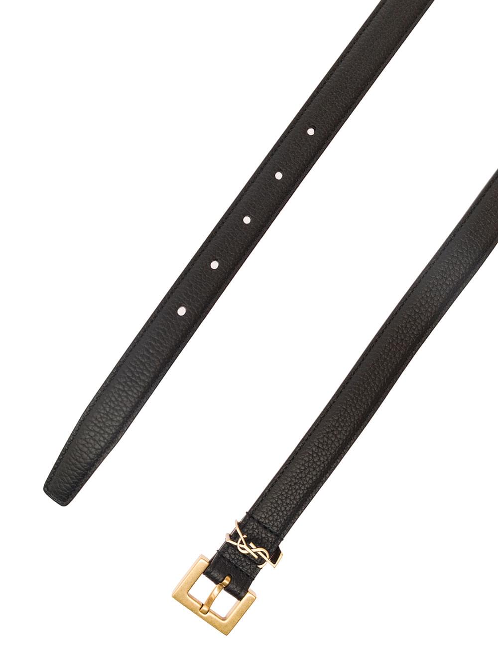 Saint Laurent Men Saint Laurent Men Black Belt With Cassandre In Leather Man SAINT LAURENT