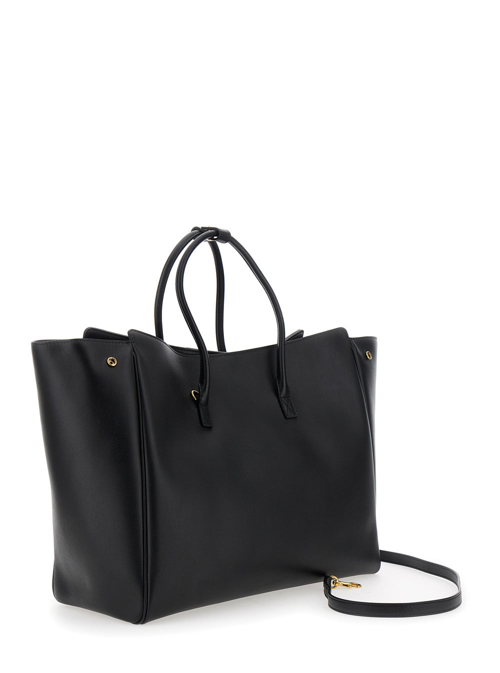 Balenciaga Women 'Hampton Medium' Black Handbag With Embossed Logo On The Front And Removable Key Ring In Leather Woman BALENCIAGA