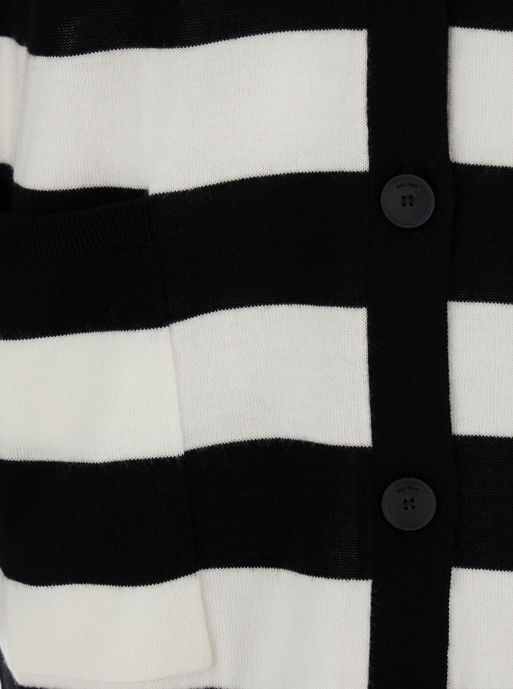 Max Mara Women 'Fiemme' Black And White Cardigan With Rear Embroidery And All-Over Striped Motif In Wool Woman MAX MARA
