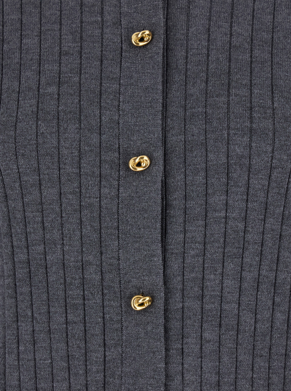 Bottega Veneta Women Grey Crewneck Cardigan With Knot Buttons Closure And Ribbed Knit In Wool Woman BOTTEGA VENETA