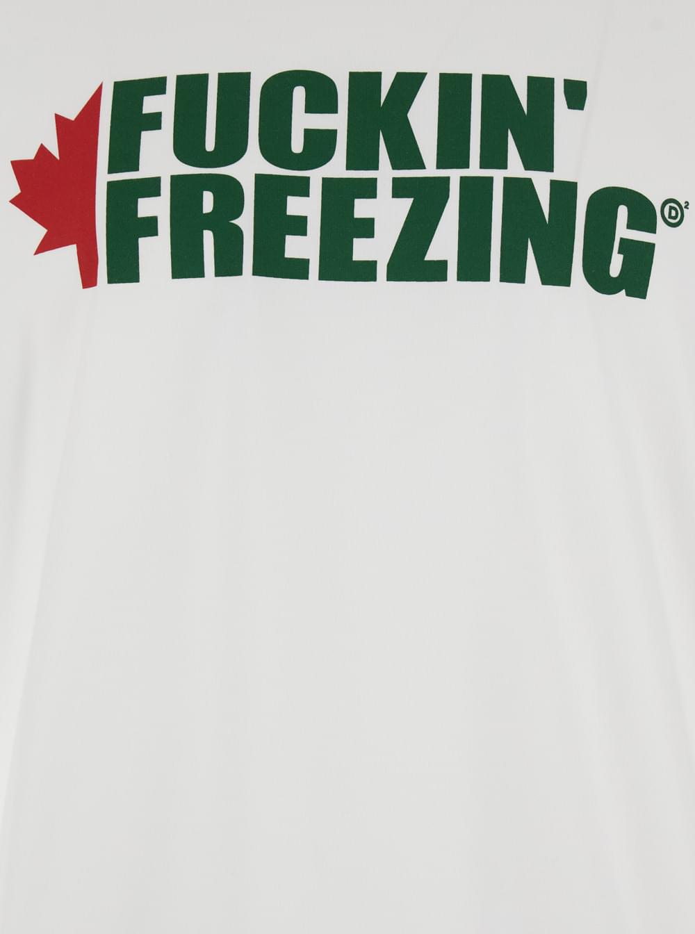 Dsquared2 Men White Crewneck T-Shirt With Print On The Front And Logo Lettering On The Rear In Cotton Man DSQUARED2
