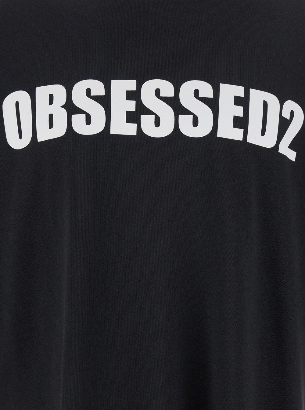 Dsquared2 Men Black Crewneck T-Shirt With Maxi Logo Lettering On The Front In Cotton Man