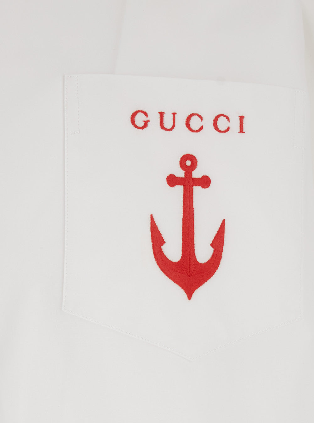 Gucci Men White Shirt With Classic Collar And Logo Detail On The Front In Cotton Man GUCCI