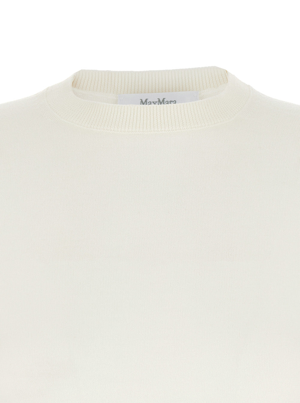 Max Mara Women 'Gerico' White Crewneck Sweater With Short Sleeves In Wool Woman MAX MARA