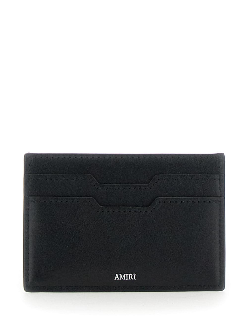 Amiri Men Black Card Holder With Logo Lettering On The Front And Embossed Logo On The Rear In Leather Man AMIRI