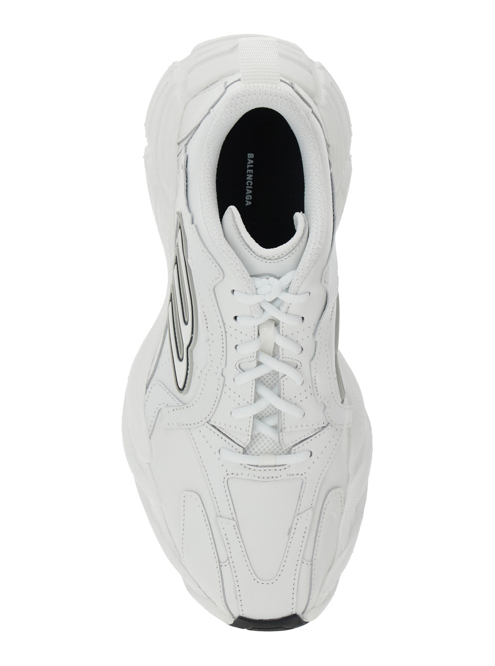 Balenciaga Men 'Monday' White Low Top Sneakers With Logo Detail And Embossed Size On The Rear In Leather And Fabric Man BALENCIAGA