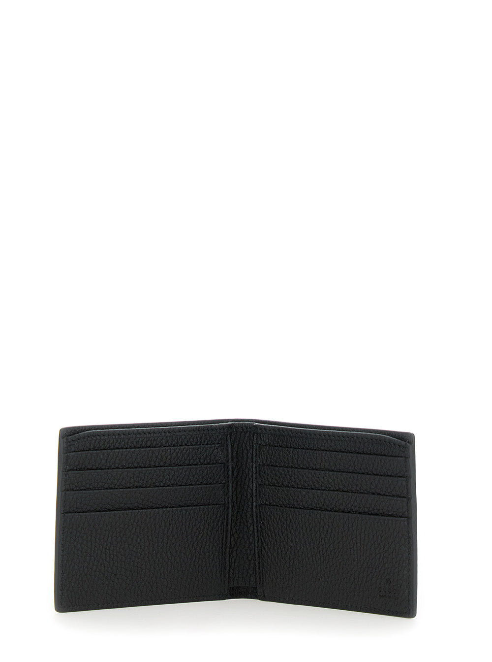 Gucci Men Black Bi-Fold Wallet With Embossed Logo Lettering On The Front In Grained Leather Man GUCCI