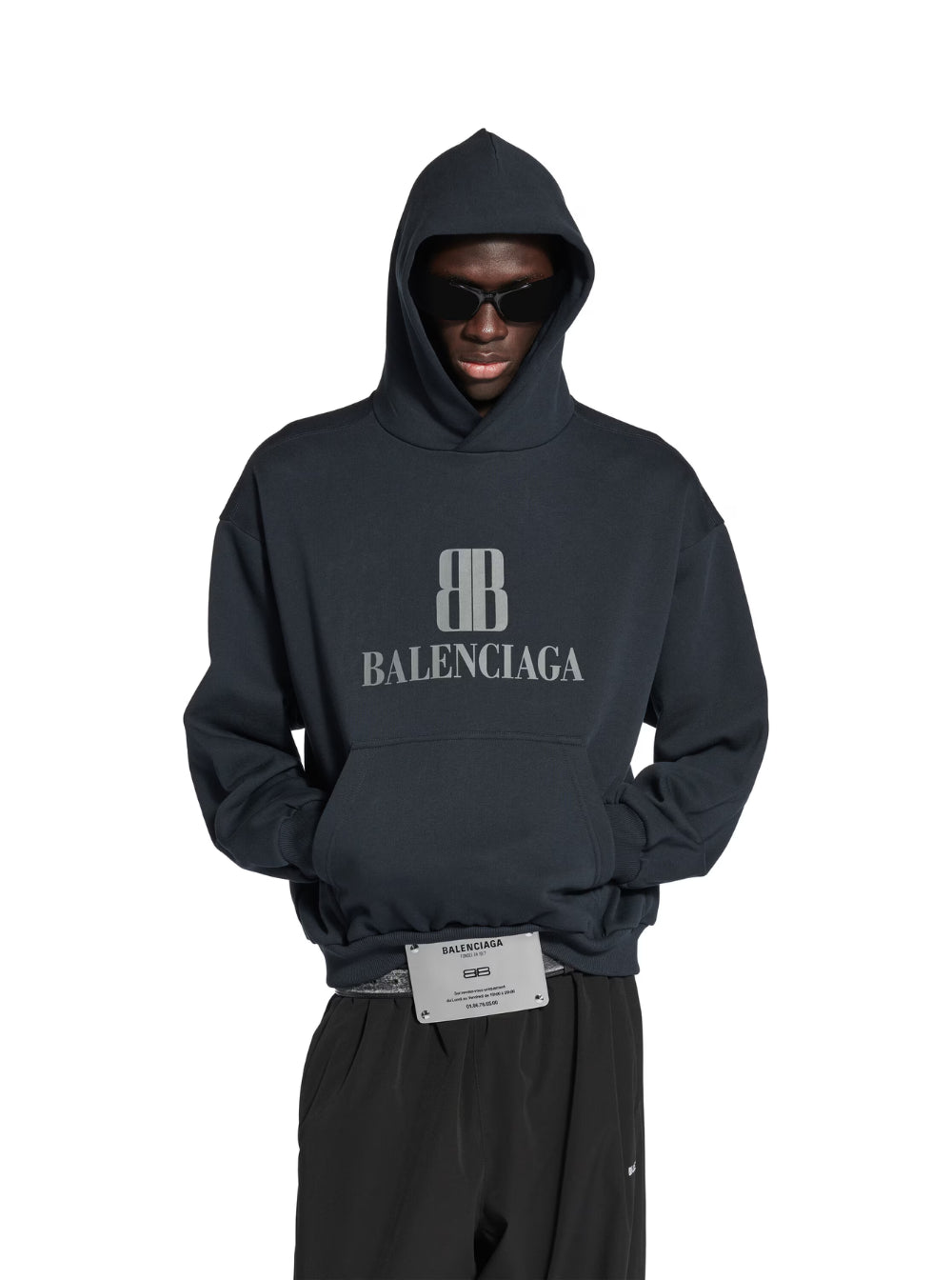 Balenciaga Men Black Hoodie With Fixed Hood And Logo Lettering On The Front In Cotton Man BALENCIAGA