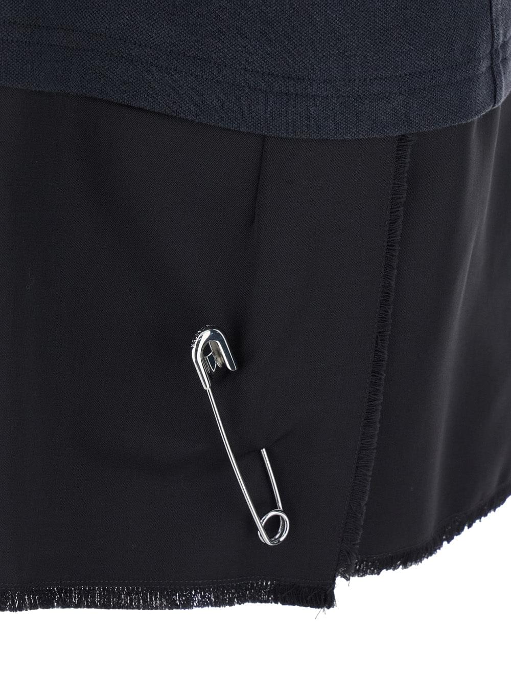 Balenciaga Women Black Layered Dress With Polo Shirt Style Collar And Safety Pin Detail In Cotton Woman BALENCIAGA
