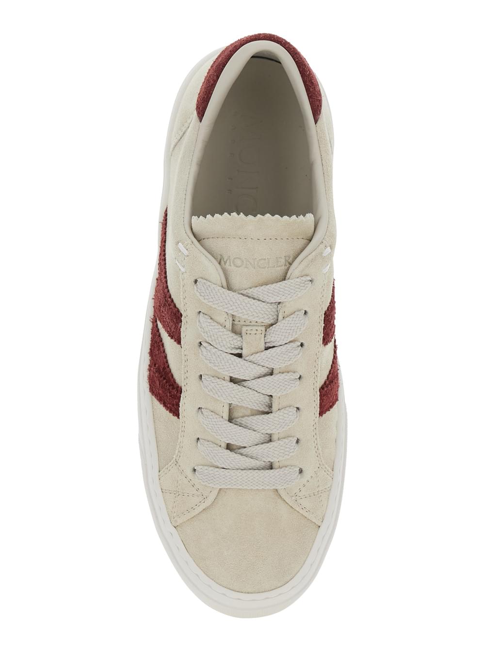 Moncler Women White Low Top Sneakers With Logo Detail On The Side And Logo Patch On The Tongue In Leather Woman MONCLER