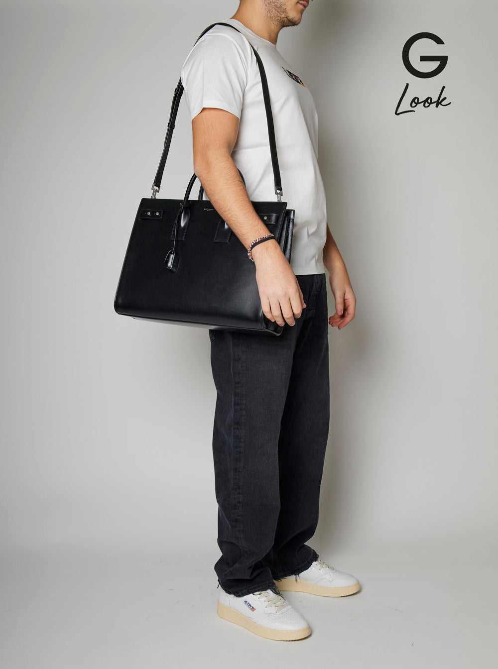Saint Laurent Men Black Handbag With Adjustable And Removable Shoulder Strap In Leather Man SAINT LAURENT