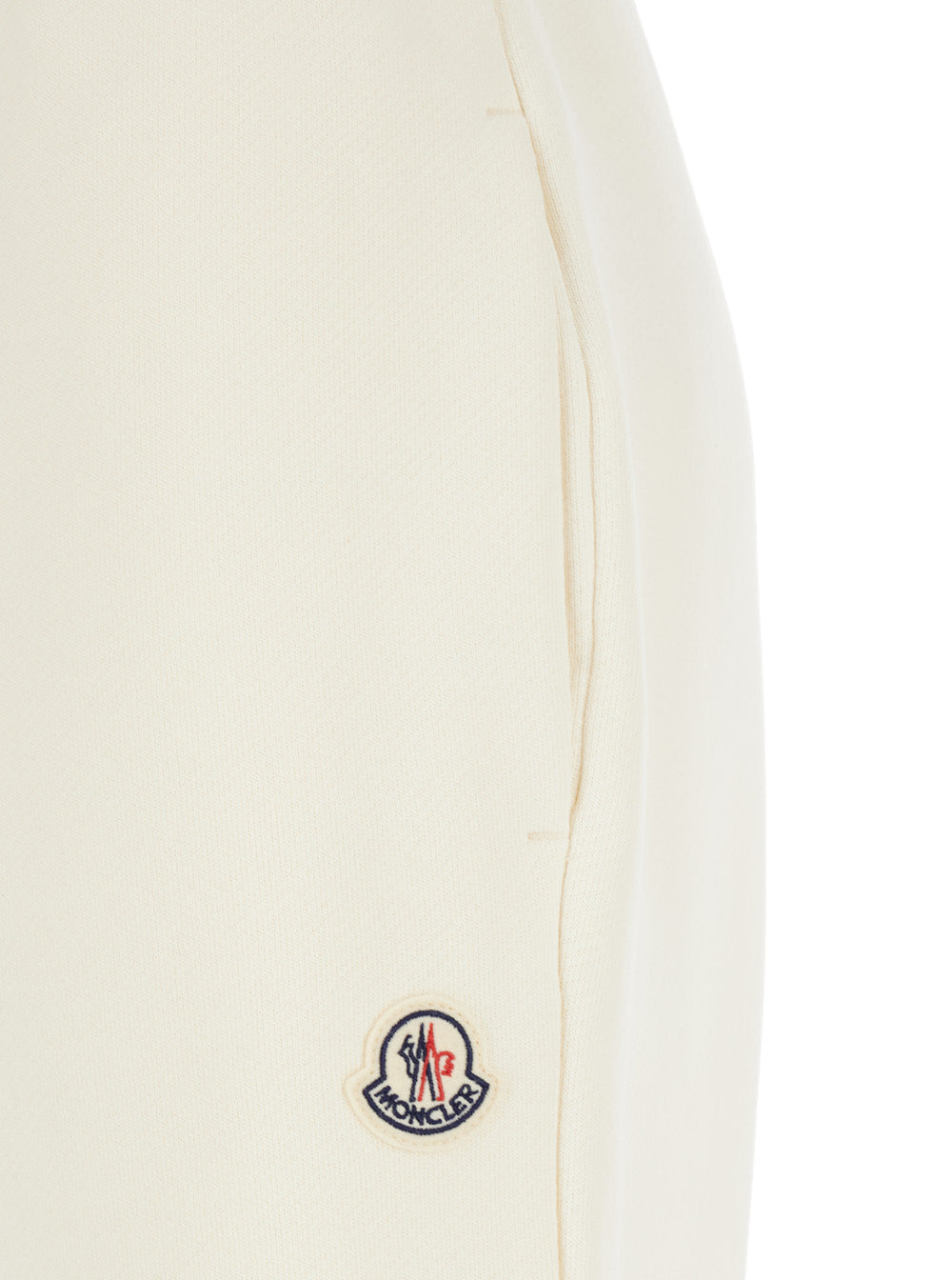 Moncler Women White Pants With Elastic Drawstring Waist And Logo Patch On The Side In Cotton Blend Woman MONCLER