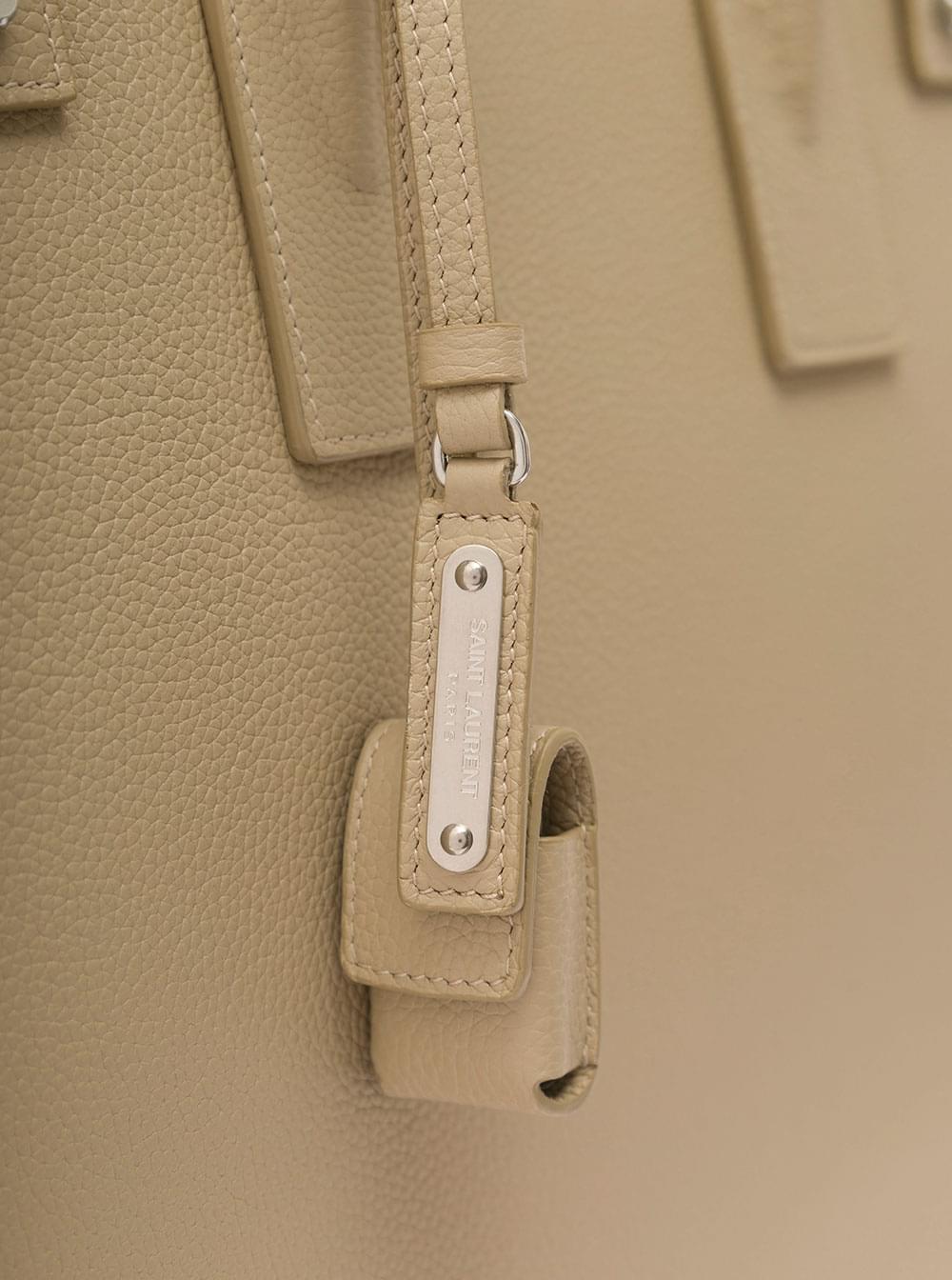 Saint Laurent Men 'Sac De Jour' Beige Tote Bag With Embossed Logo In Grainy Leather Man SAINT LAURENT