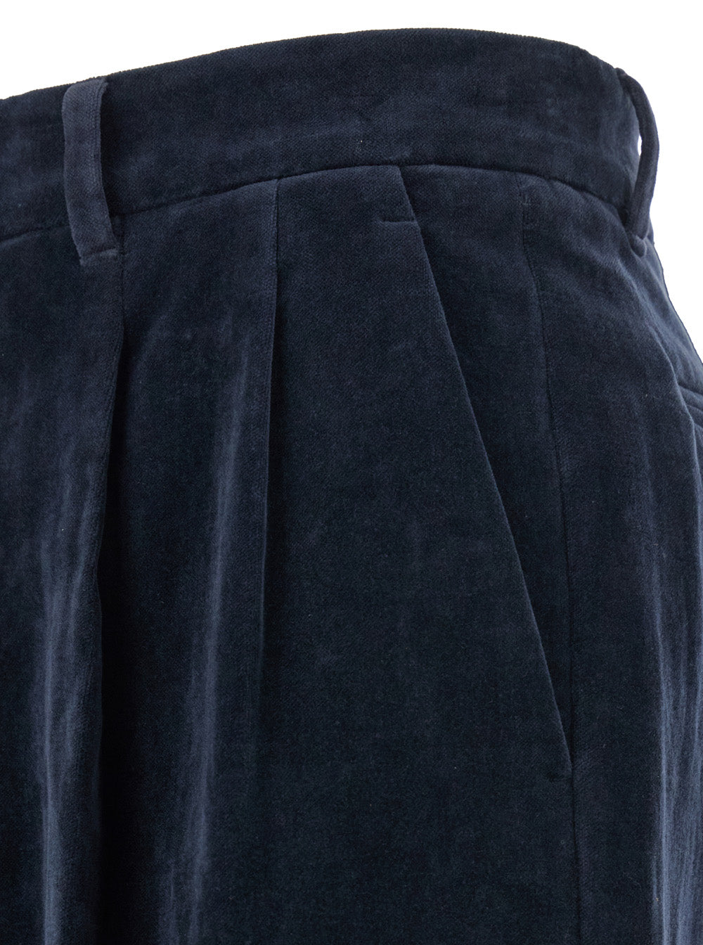 Valentino Men Blue Pants With Belt Loops And Turn-Up Hem In Linen And Cotton Blend Man VALENTINO