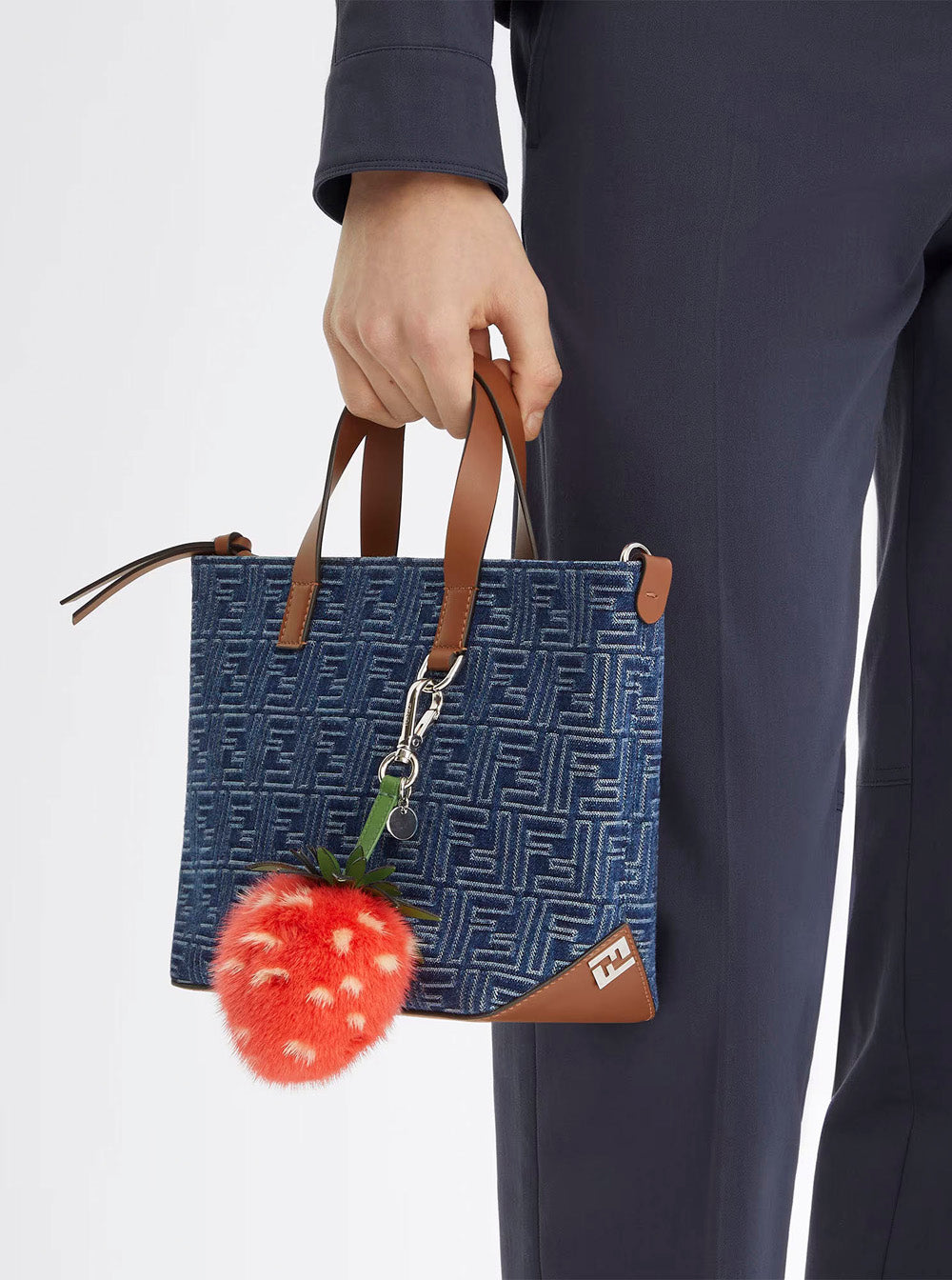 Fendi Men Blue Shopper With Top Handles And All-Over Ff Motif In Cotton Man FENDI