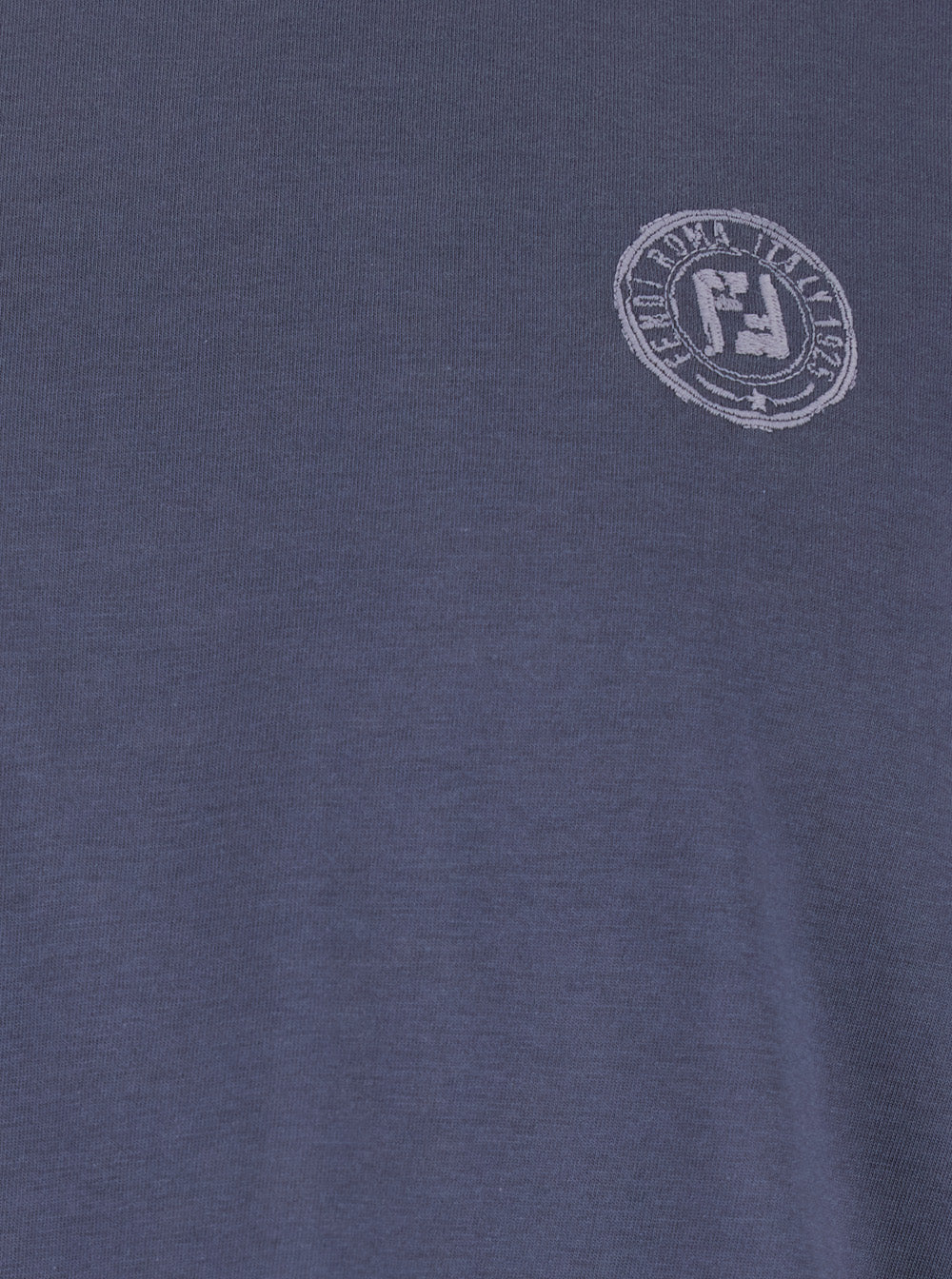 Fendi Men Blue Crewneck T-Shirt With Logo Print On The Front And Logo Patch On The Rear In Cotton Man FENDI