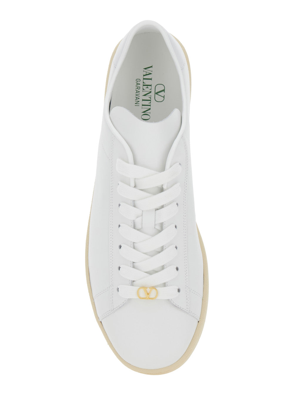 Valentino Garavani Men 'Royco' White Low Top Sneakers With Vlogo On The Rear And Vlogo Plaque On The Lace In Leather Man VALENTINO GARAVANI