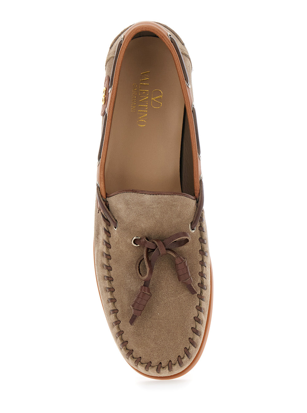 Valentino Garavani Men 'Palm Avenue' Brown Loafers With Vlogo Patch On The Sidei N Leather Man VALENTINO GARAVANI