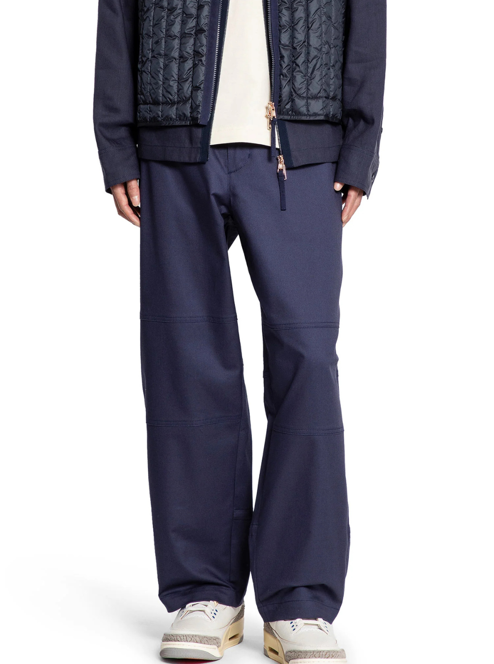Moncler Genius Men Blue Pants With Elastic Waist And Logo Patch On The Rear In Cotton Stretch Man MONCLER GENIUS