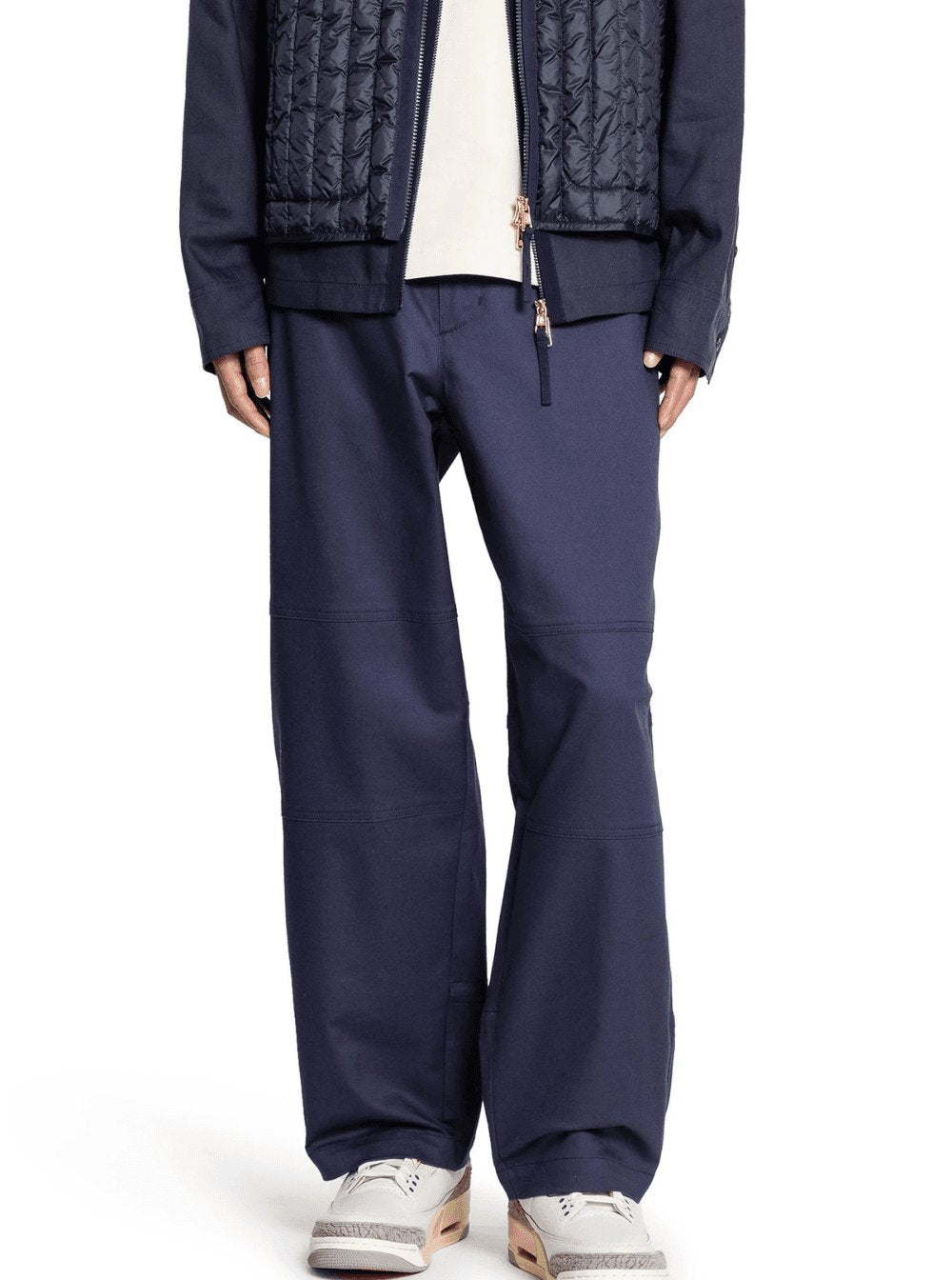 Moncler Genius Men Blue Pants With Elastic Waist And Logo Patch On The Rear In Cotton Stretch Man MONCLER GENIUS