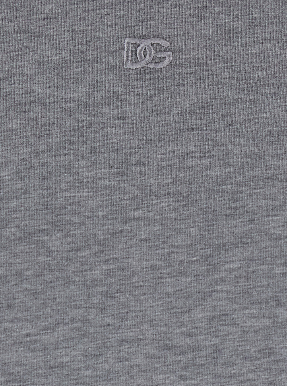 Dolce & Gabbana Men Grey Crewneck T-Shirt With Tonal Logo Lettering Embroidery On The Front In Cotton Stretch Man DOLCE & GABBANA