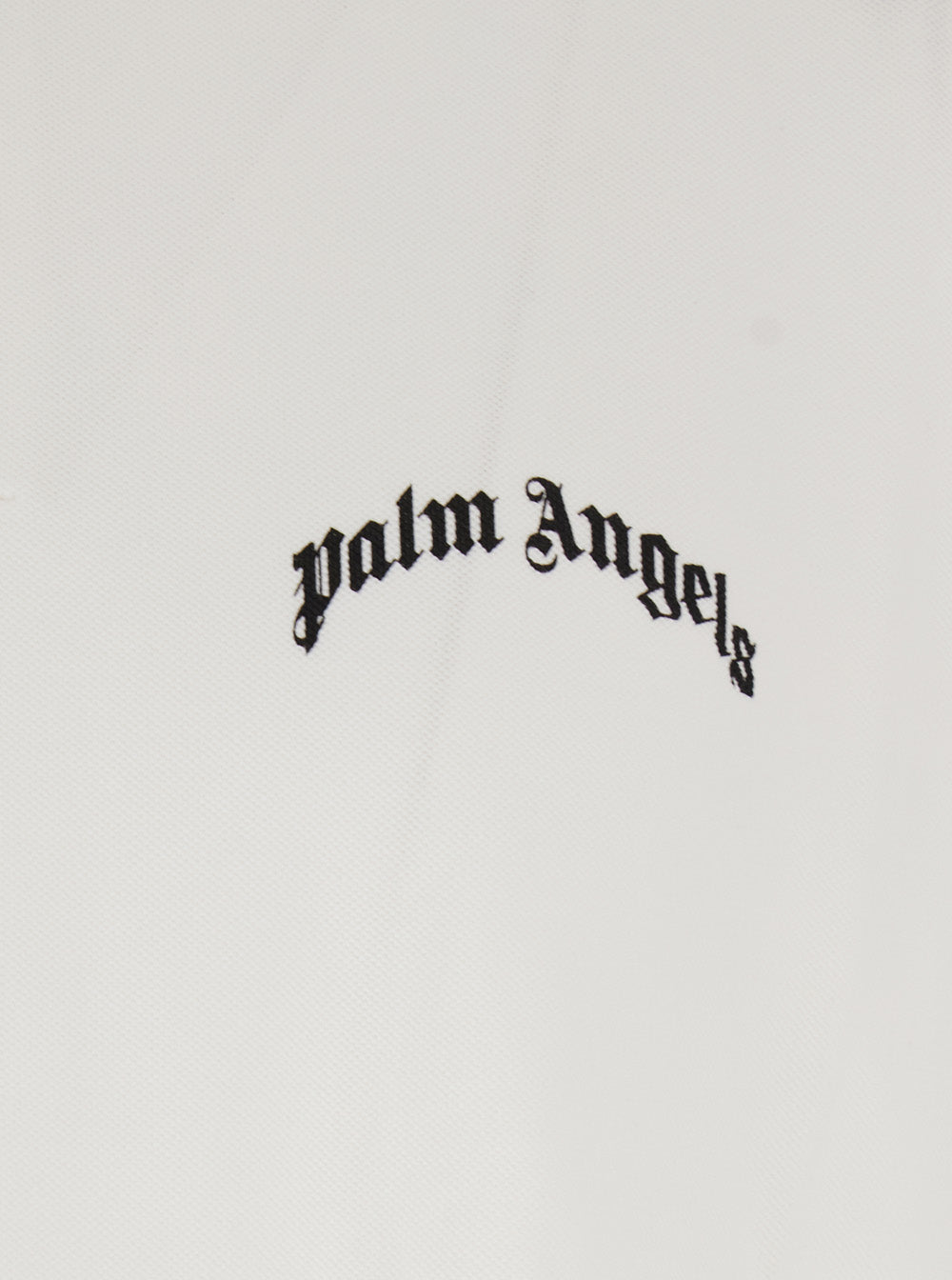 Palm Angels Men White Polo Shirt With Logo Lettering On Front And Rear In Cotton Piquet Man PALM ANGELS