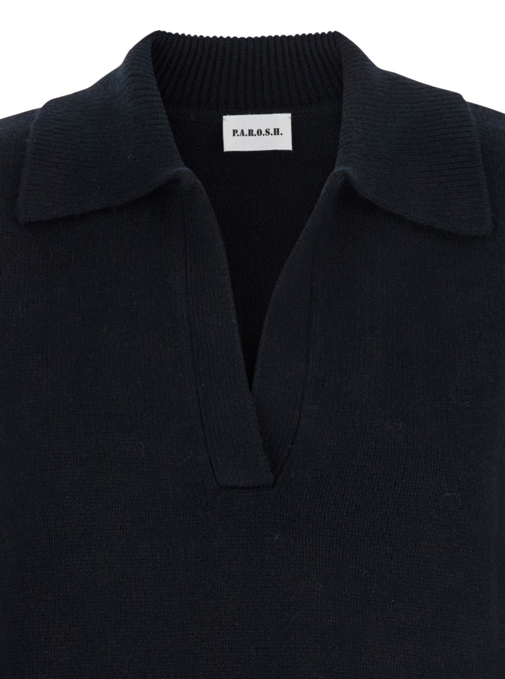 P.A.R.O.S.H. Women Black Sweater With Polo Shirt Style Collar And Dropped Shoulder In Wool And Cashmere Woman P.A.R.O.S.H.