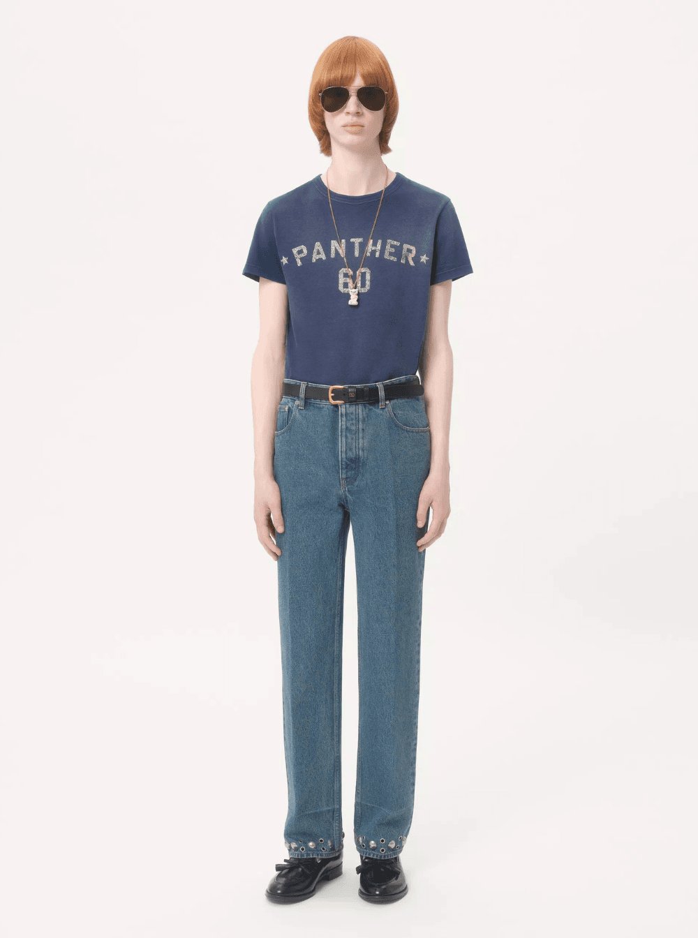 Valentino Men Blue Crewneck T-Shirt With Logo Lettering On The Rear In Cotton Man VALENTINO