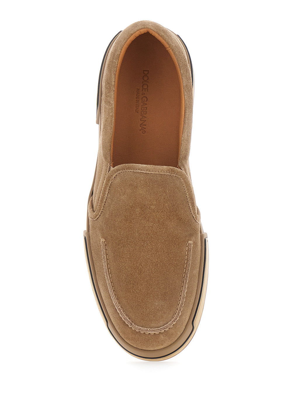 Dolce & Gabbana Men 'Portofino' Brown Sneakers With Logo Lettering On The Sole In Suede Man DOLCE & GABBANA