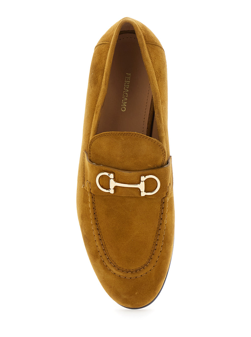 Ferragamo Women Brown Loafers With Almond Toe And Gancini Detail On The Front In Suede Woman FERRAGAMO