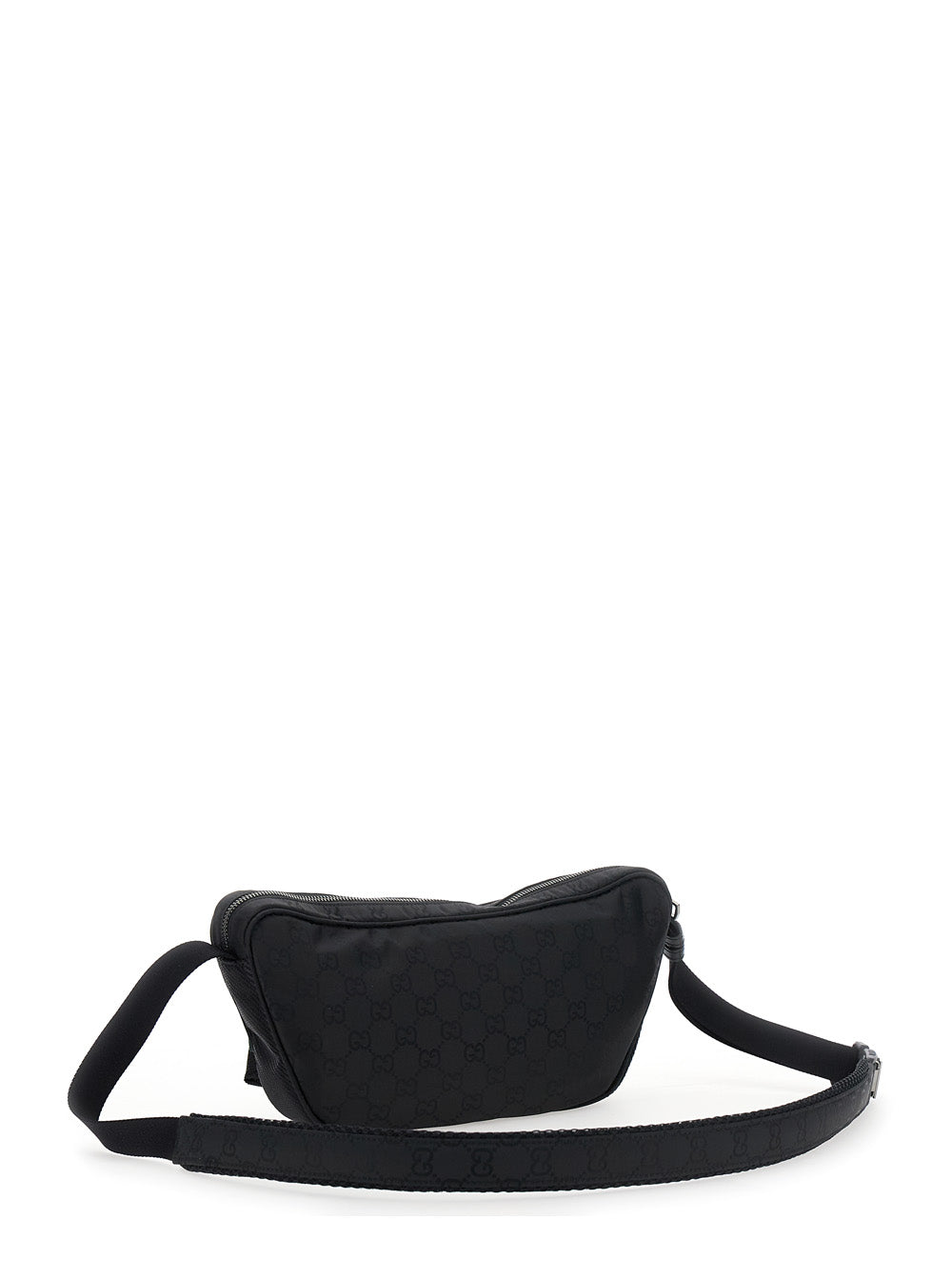 Gucci Men Black Pouch With Adjustable Waist Strap And Logo Lettering On The Front In Gg Canvas Man GUCCI