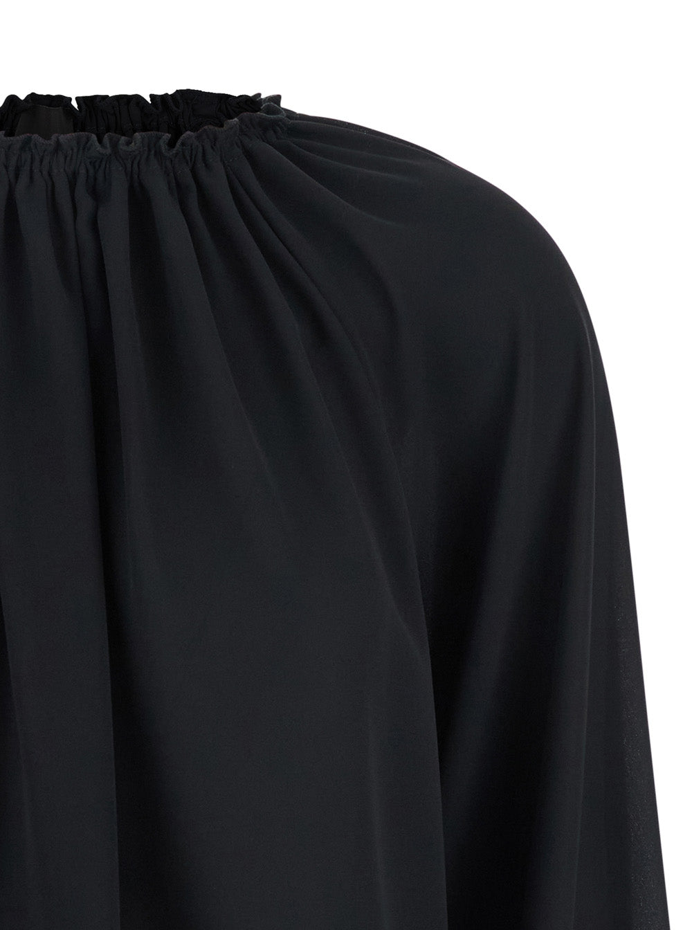 Leplain Women Black Top With Dropped Shoulders And Curlsin Fabric Woman LEPLAIN
