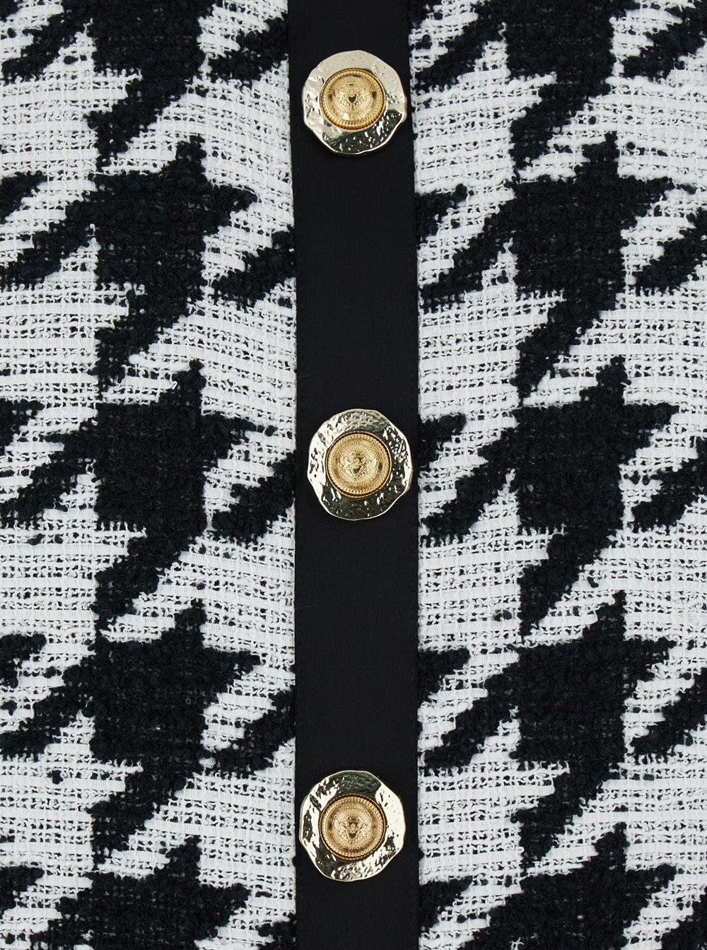Balmain Women Black And White Halterneck Mini Dress With Houndstooth Motif In Tweed And Satin Woman BALMAIN