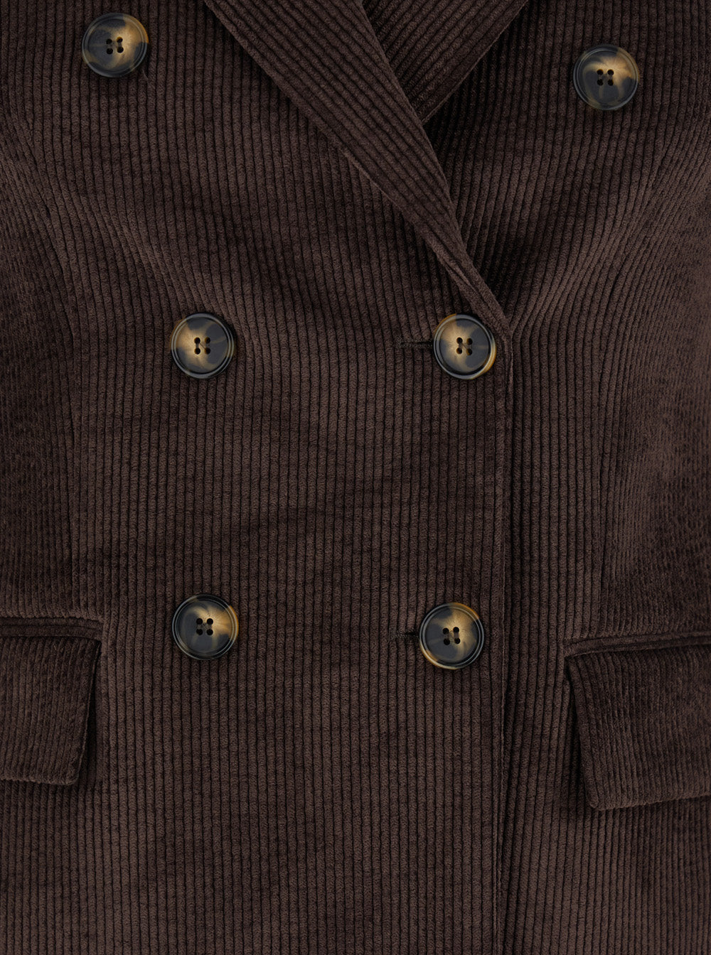 Leplain Women Brown Double-Breasted Jacket With Peak Revers In Ribbed Velvet Woman LEPLAIN