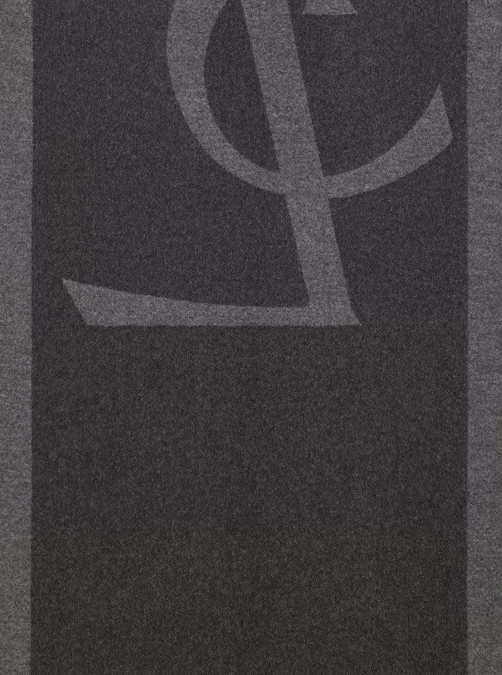 Saint Laurent Women Grey Scarf With Maxi Logo Lettering And Fringed Hem In Silk Woman SAINT LAURENT