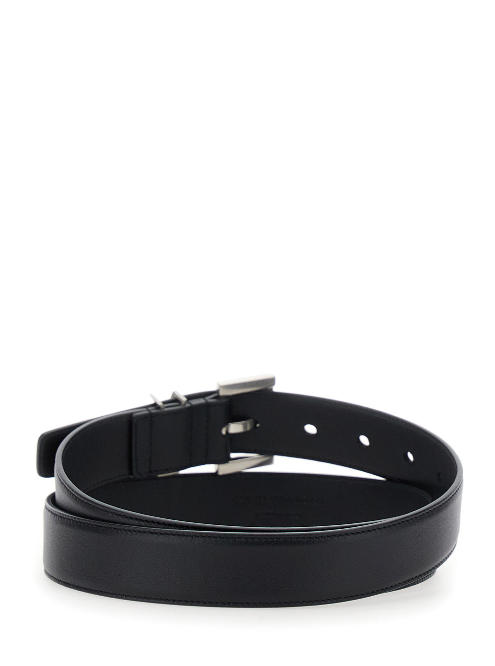 Saint Laurent Women Belt With Cassandre Plate On The Front And Square Buckle In Black Leather For Women SAINT LAURENT