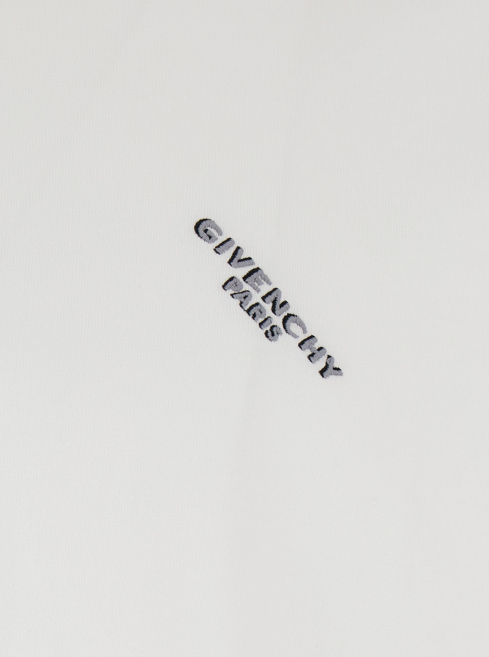 Givenchy Men White T-Shirt With Diagonal Embroidered Logo In Cotton Man GIVENCHY