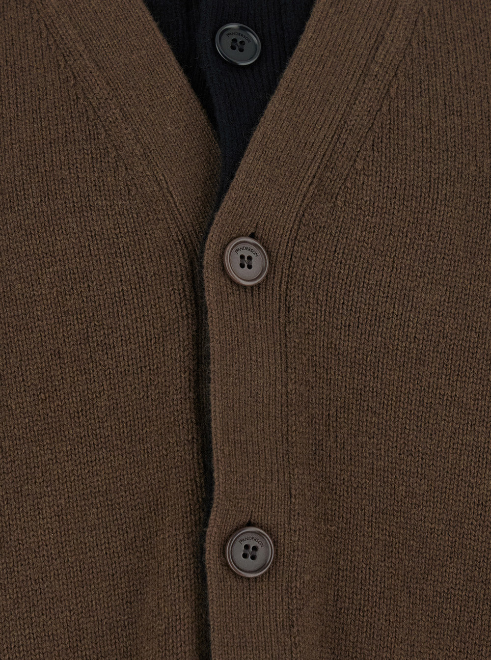Jw Anderson Men Brown Cardigan With V-Neck And Layered Design In Fabric Man J.W. ANDERSON