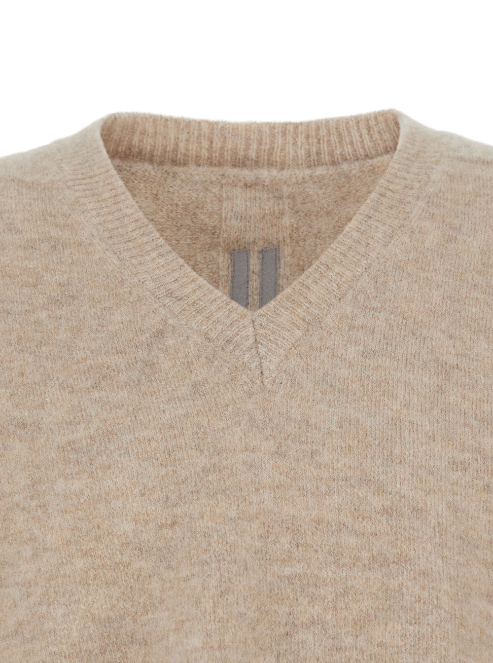 Rick Owens Men Beige Sweater With V Neck And Dropped Shoulders In Wool Blend Man