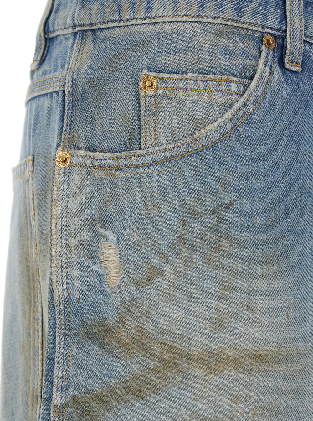 Golden Goose Men Golden Goose Men Light Blue Jeans With Ripped Details And Distressed Effect In Denim Man GOLDEN GOOSE